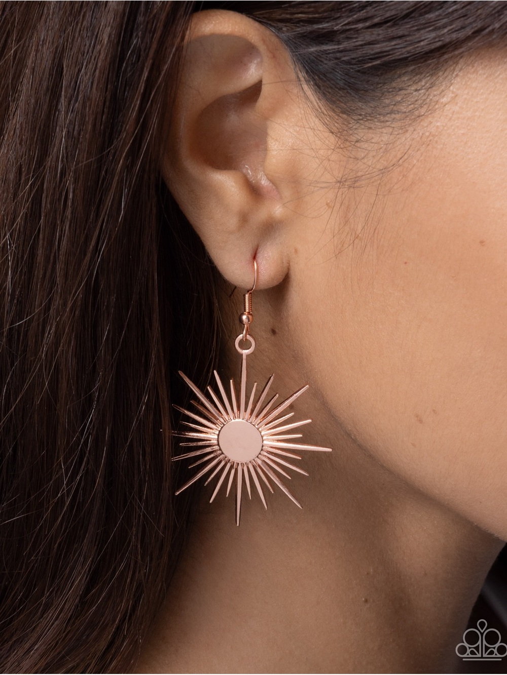 paparazzi Rose Gold Sunburst Drop Earrings